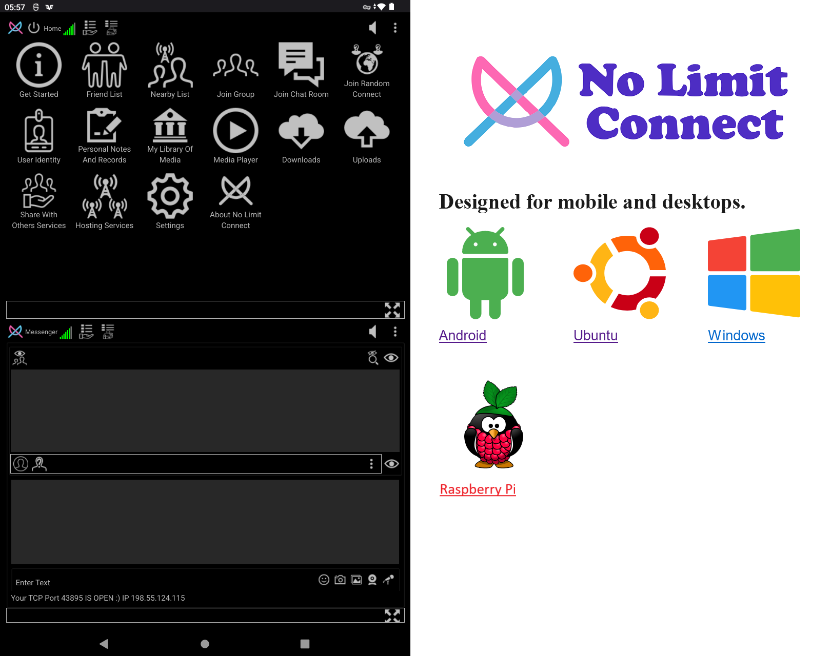 The main window in vertical display mode